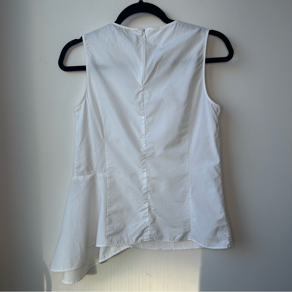 Massimo Dutti 100% Cotton White Asymmetrical Sleeveless Top Blouse - Picture 3 of 8